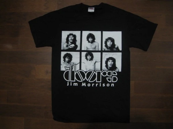 DOORS - Jim Morrison Black & White Boxed Photos -Two Sided Printed T-Shirt